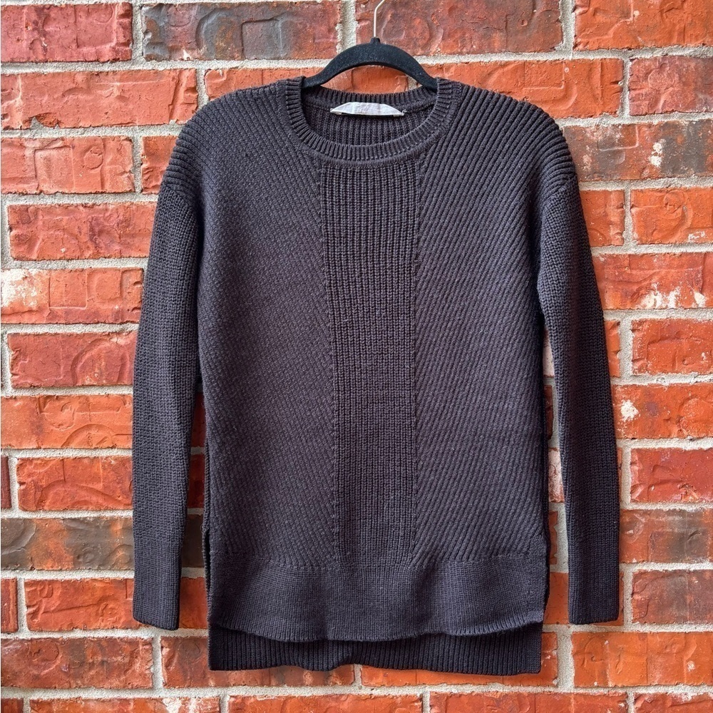 Athleta Womens XXS Wool Blend Expresso Brown Ribbed Tunic Sweater
